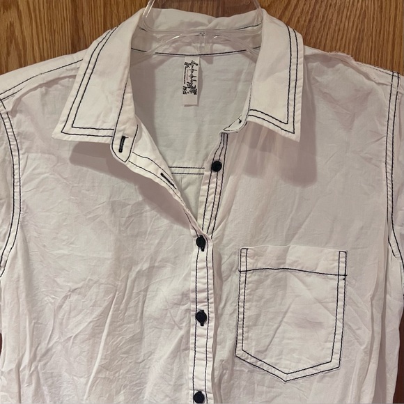 Free People Power Move Bodysuit Top White with Black Contrast Stitching Size XS - Picture 10 of 16